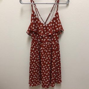 Burnt orange floral dress